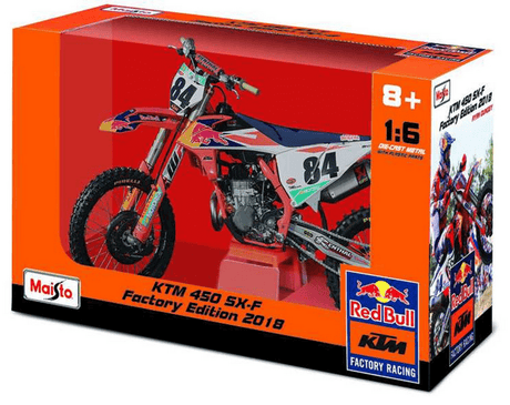 Maisto 1/6 Red Bull 2018 KTM 450 SX - F Factory #84 Jeffrey Herlings Diecast Model - Hobbytech Toys