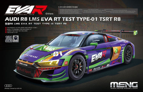 Meng 1/24 Audi R8 LMS EVA RT Test Type - 01 TSRT R8 Plastic Model Kit - Hobbytech Toys