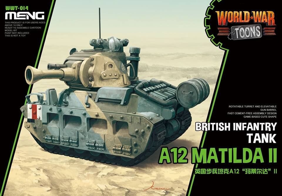 Meng World War Toons A12 Matilda II British Infantry Tank Plastic Model Kit - Hobbytech Toys