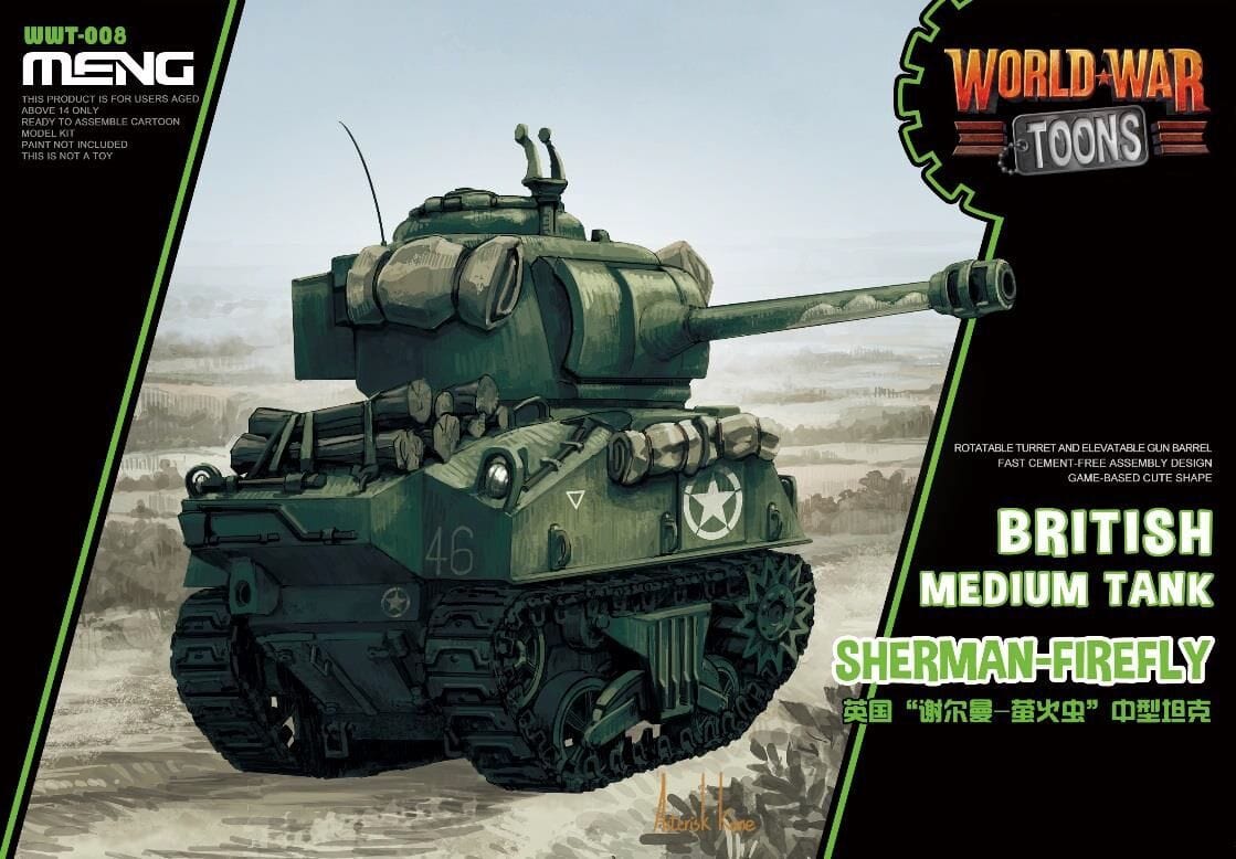 Meng World War Toons Sherman - Firefly British Medium Tank Plastic Model Kit - Hobbytech Toys