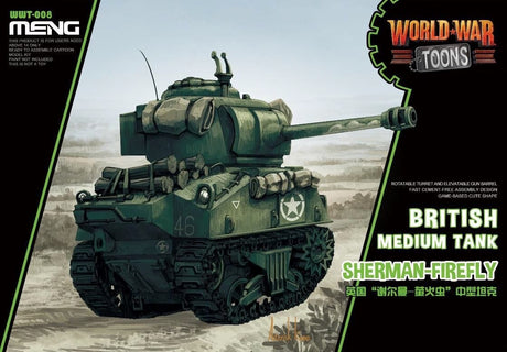 Meng World War Toons Sherman - Firefly British Medium Tank Plastic Model Kit - Hobbytech Toys