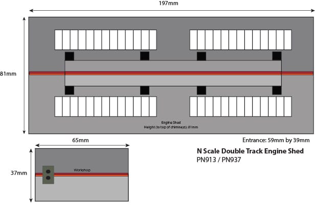 Metcalfe N Scale N Double Track Engine Shed Card Kit