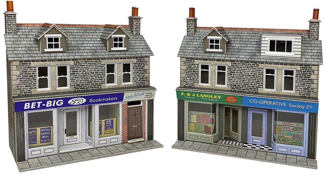 Metcalfe OO Scale Terrace Shop Fronts Stone Card Kit