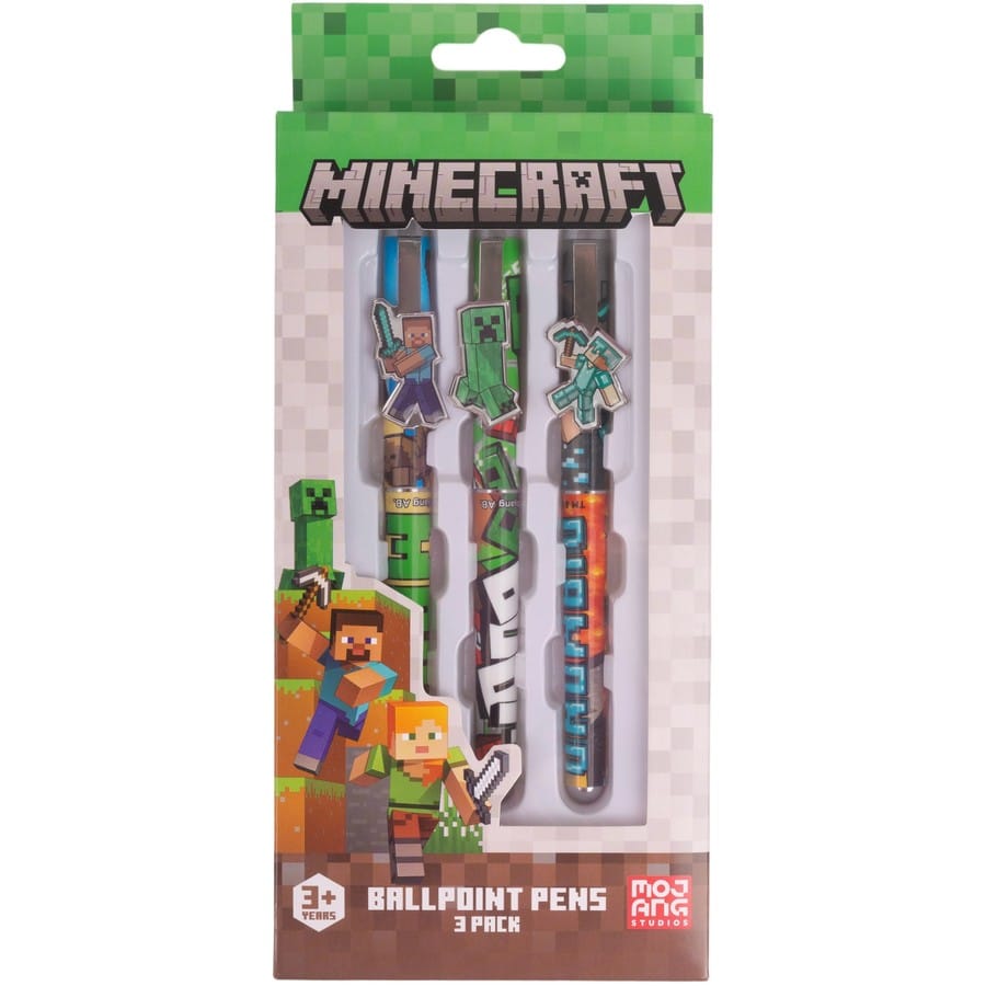 Minecraft 3Pk Pens With Clips