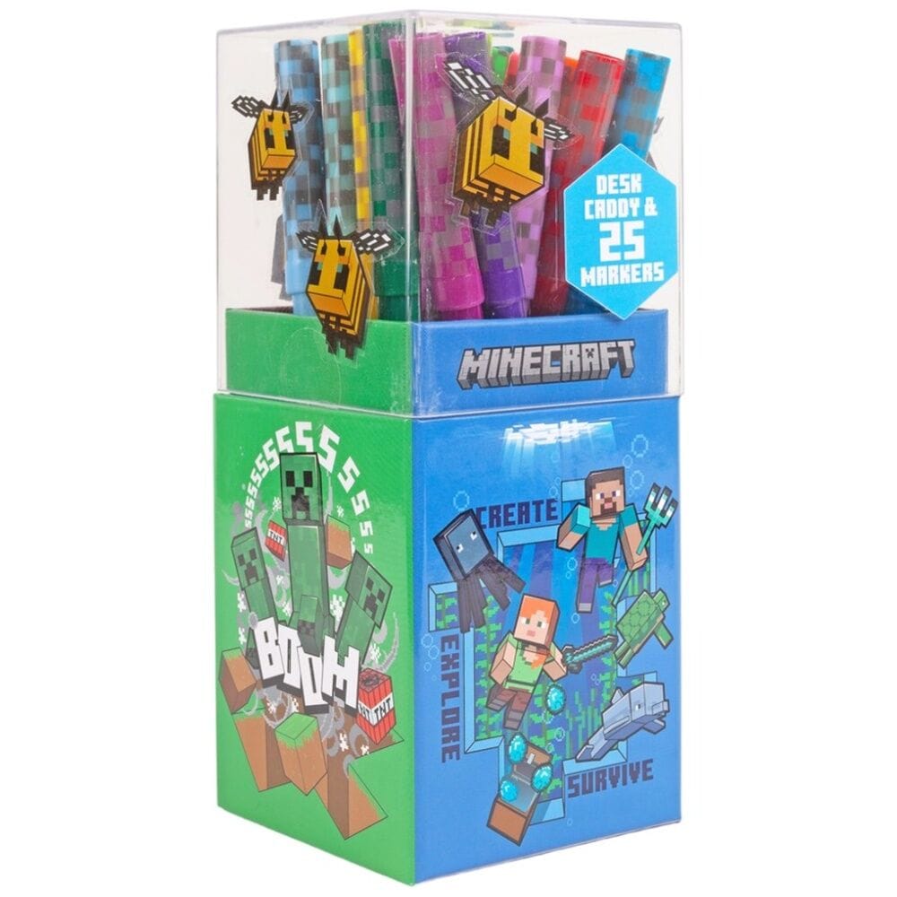 Minecraft Desk Caddy With Colour Markers