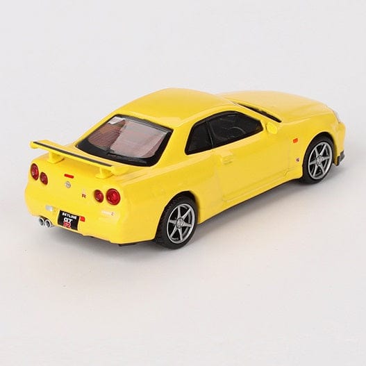 Mini GT 1/64 Nissan Skyline GT-R (R34) V-Spec Lightning Yellow Diecast Model Car