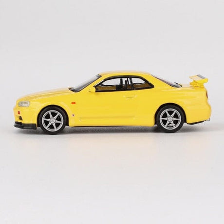 Mini GT 1/64 Nissan Skyline GT-R (R34) V-Spec Lightning Yellow Diecast Model Car