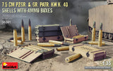 MiniArt 1/35 7.5 cm Pzgr. & Gr. Patr. Kw.K. 40 Shells with Ammo Boxes Plastic Model Kit