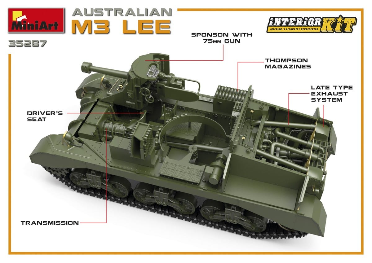 Miniart 1/35 Australian M3 Lee Interior Kit Plastic Model Kit [35287]
