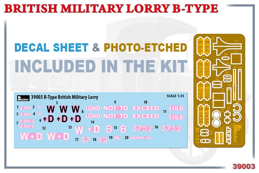 MiniArt 1/35 British Military Lorry B-Type Plastic model Kit [39003]