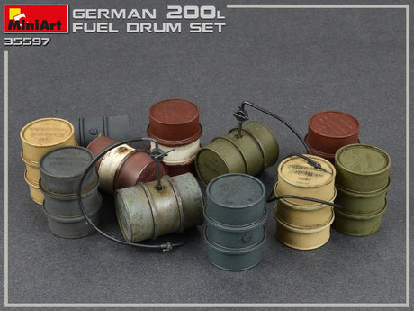 Miniart 1/35 German 200L Fuel Drums Plastic Model Kit [35597]