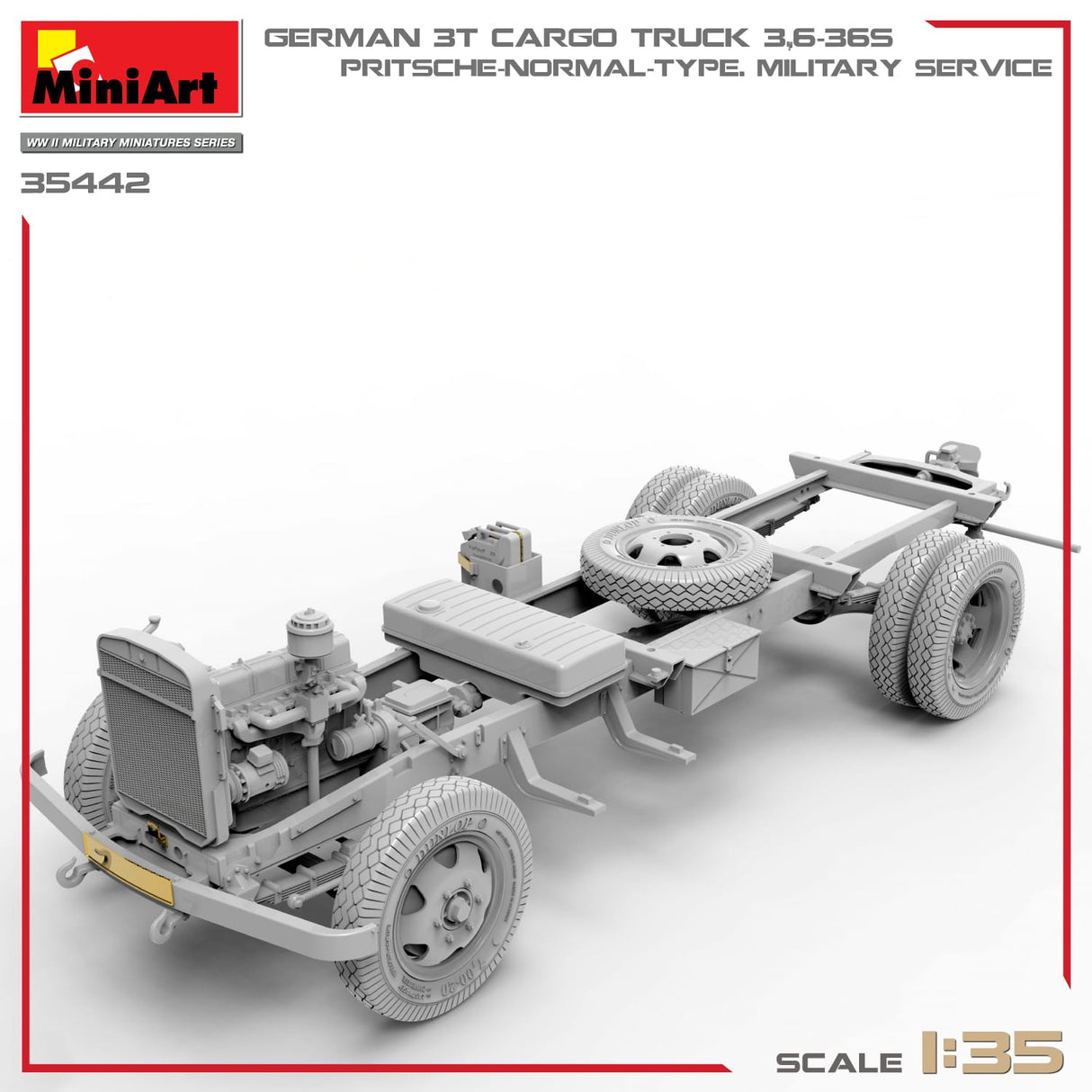 MiniArt 1/35 German 3t Cargo Truck 3.6-36S. Pritsche-Normal-Type. Military Service Plastic Model Kit