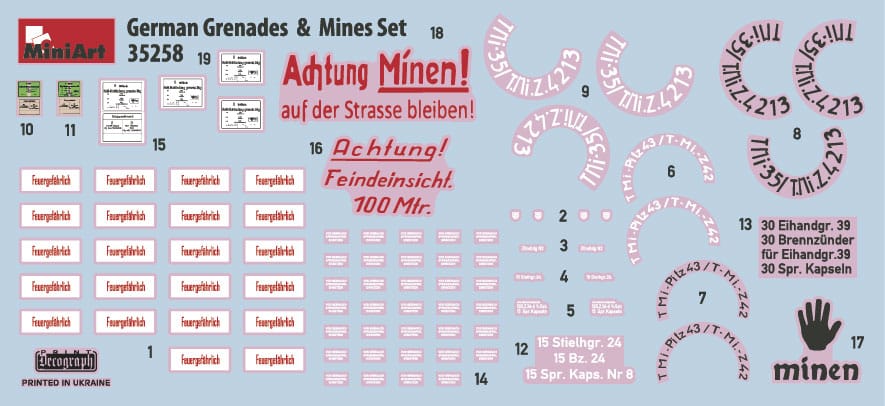 Miniart 1/35 German Grenades & Mines Set Plastic Model Kit [35258]