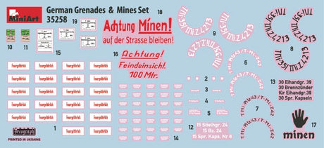 Miniart 1/35 German Grenades & Mines Set Plastic Model Kit [35258]