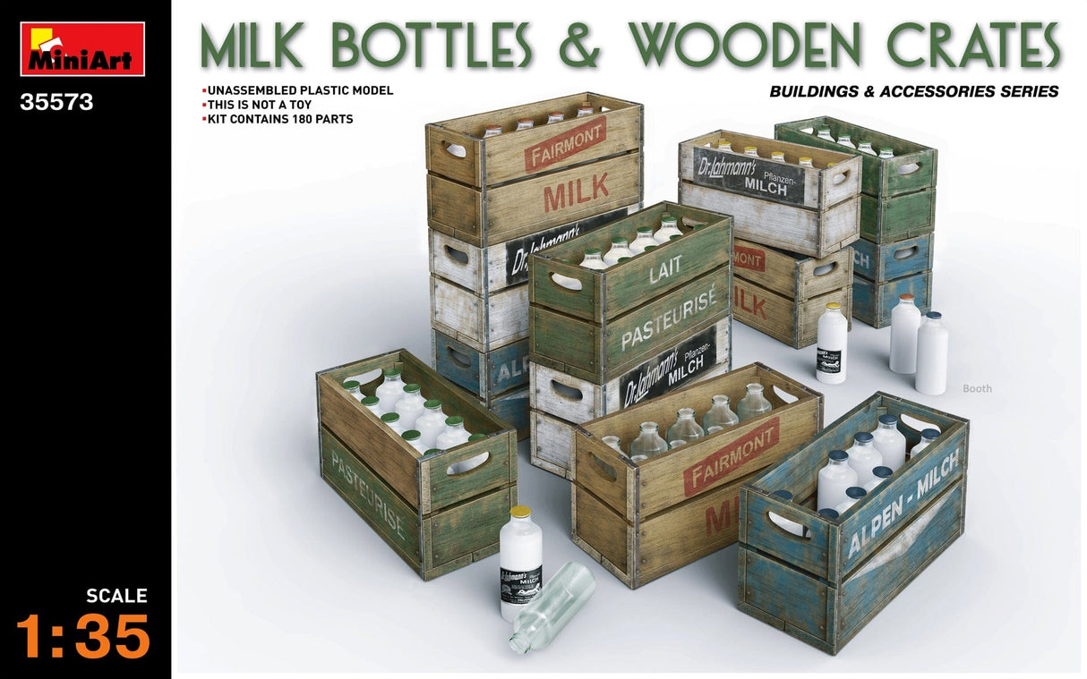 MiniArt 1/35 Milk Bottles & Wooden Crates – MA35573