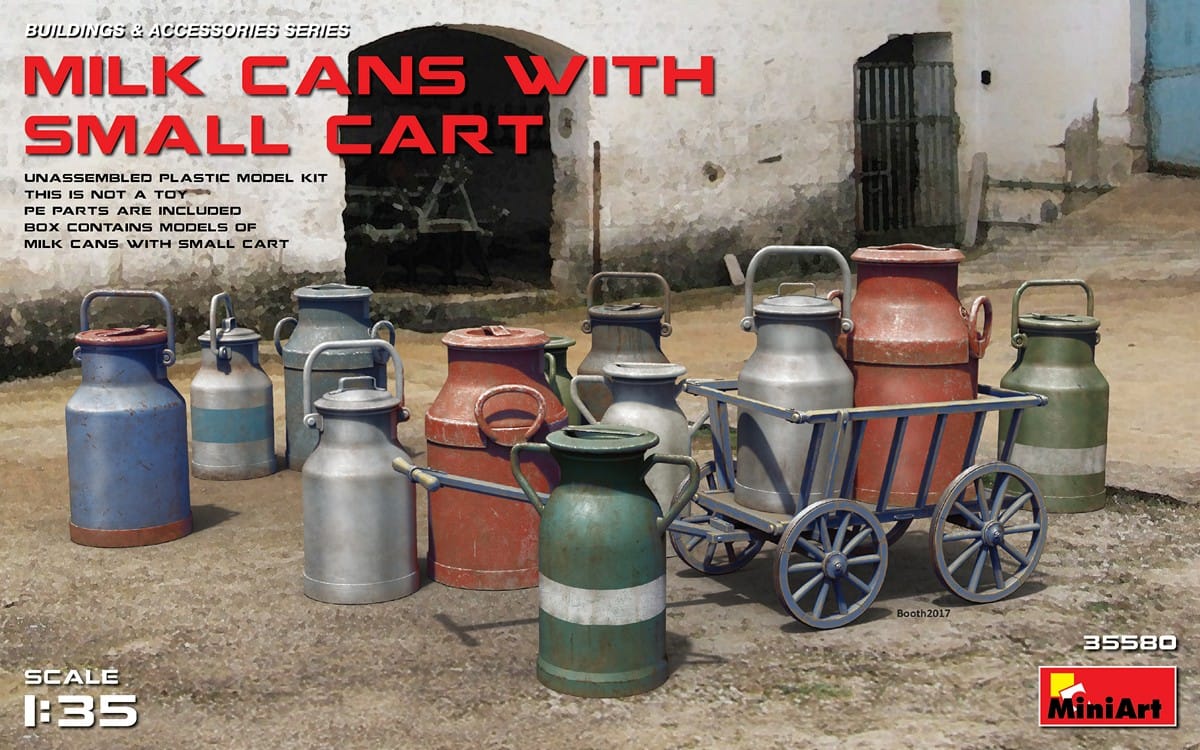 MiniArt 1/35 Milk Cans with Small Cart – MA35580
