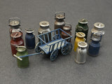Miniart 1/35 Milk Cans With Small Cart Plastic Model Kit [35580]