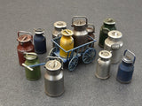 Miniart 1/35 Milk Cans With Small Cart Plastic Model Kit [35580]