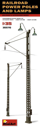 Miniart 1/35 Railroad Power Poles & Lamps Plastic Model Kit [35570]