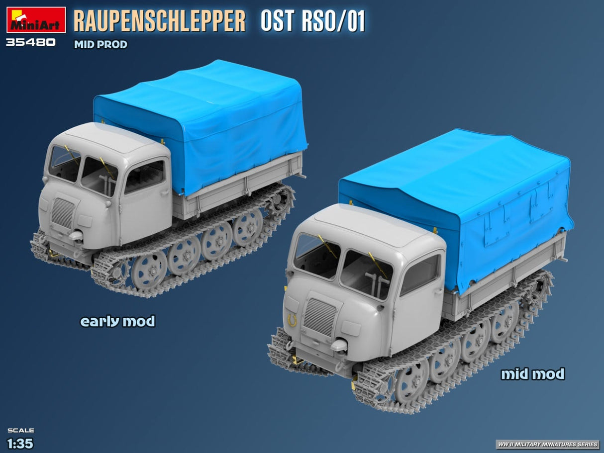 MiniArt 1/35 Raupenschlepper Ost RSO/01. Mid Prod Plastic Model Kit