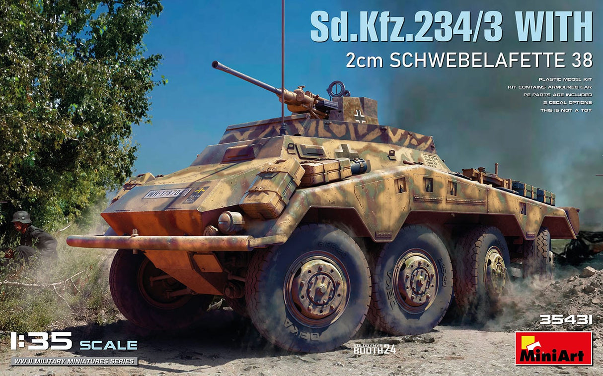 MiniArt 1/35 Sd.Kfz.234/3 with 2cm Schwebelafette 38. Plastic Model Kit