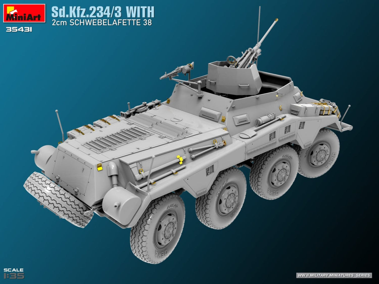MiniArt 1/35 Sd.Kfz.234/3 with 2cm Schwebelafette 38. Plastic Model Kit