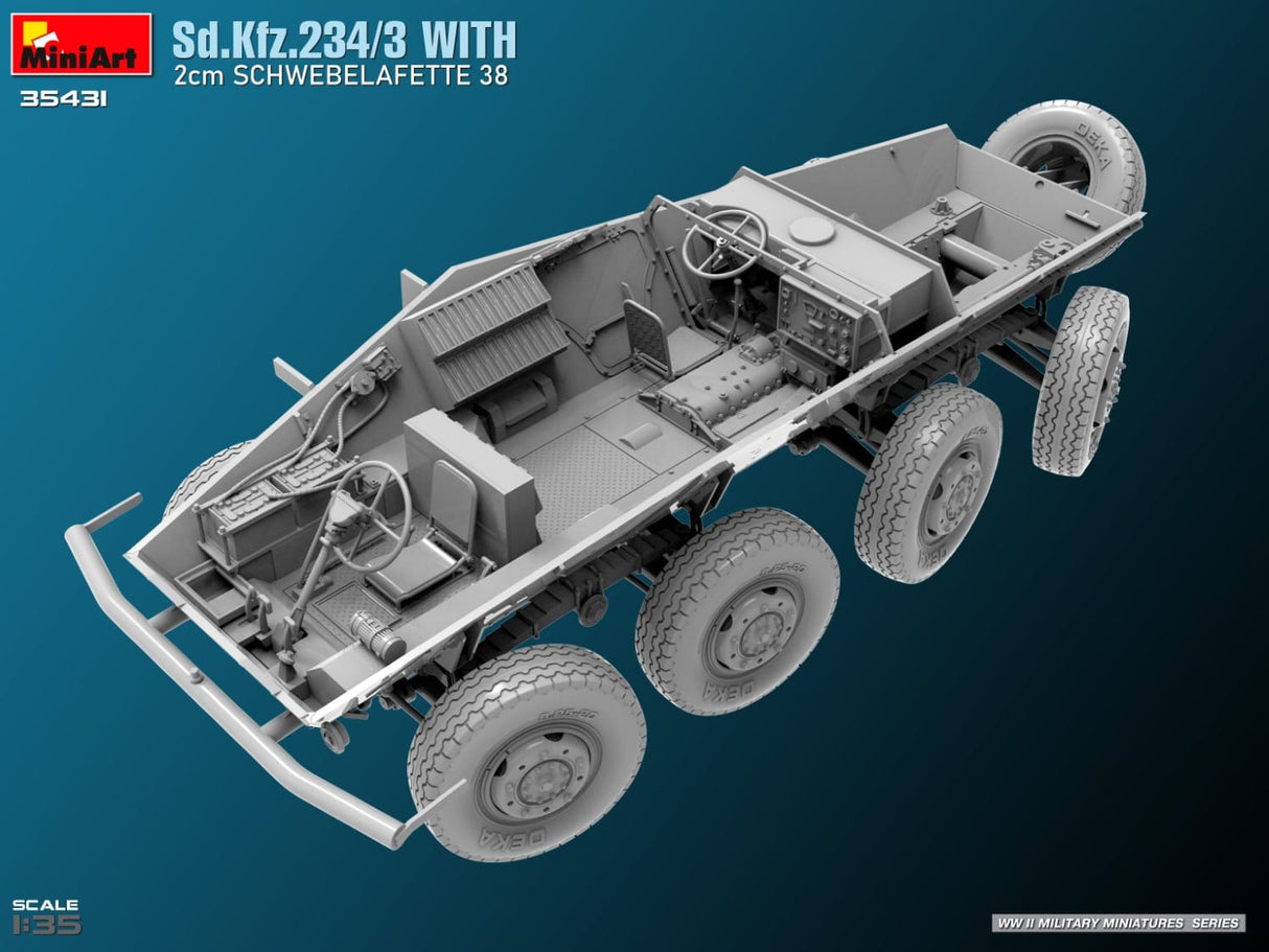 MiniArt 1/35 Sd.Kfz.234/3 with 2cm Schwebelafette 38. Plastic Model Kit