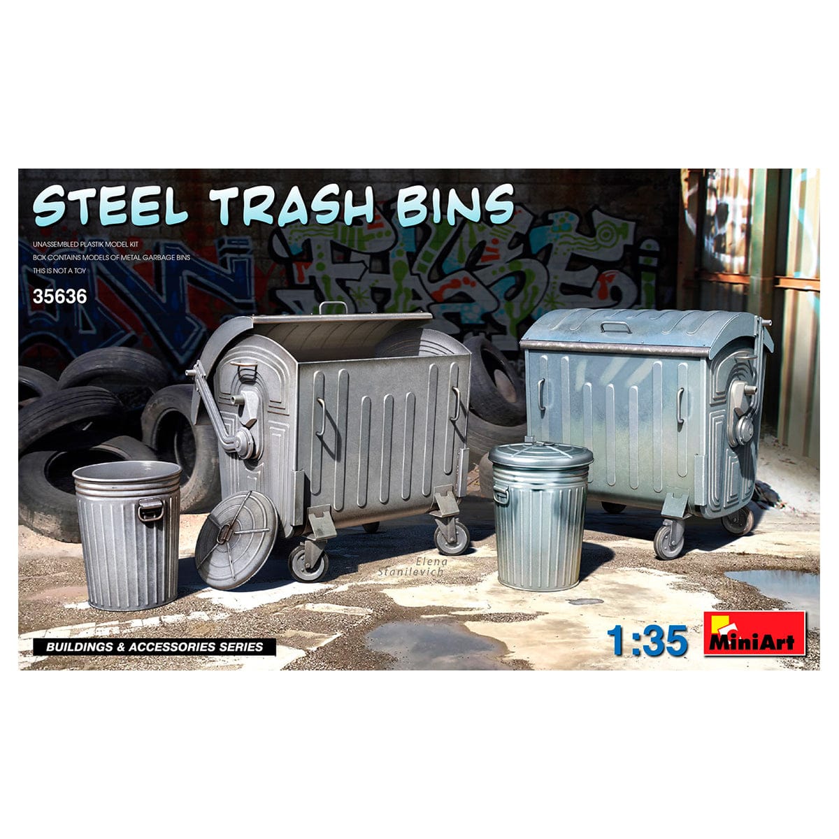 MiniArt 1/35 Steel Trash Bins – MA35636
