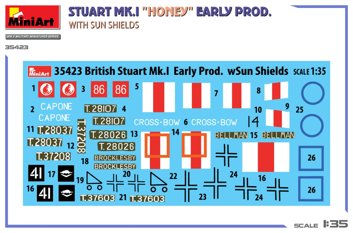 MiniArt 1/35 Stuart Mk.I Honey Early Prod. w/Sun Shields Plastic Model Kit
