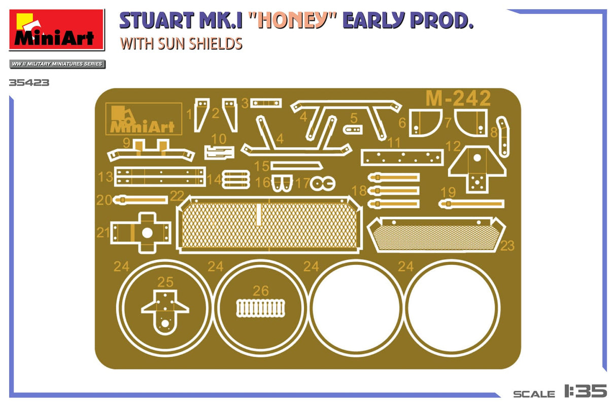 MiniArt 1/35 Stuart Mk.I Honey Early Prod. w/Sun Shields Plastic Model Kit