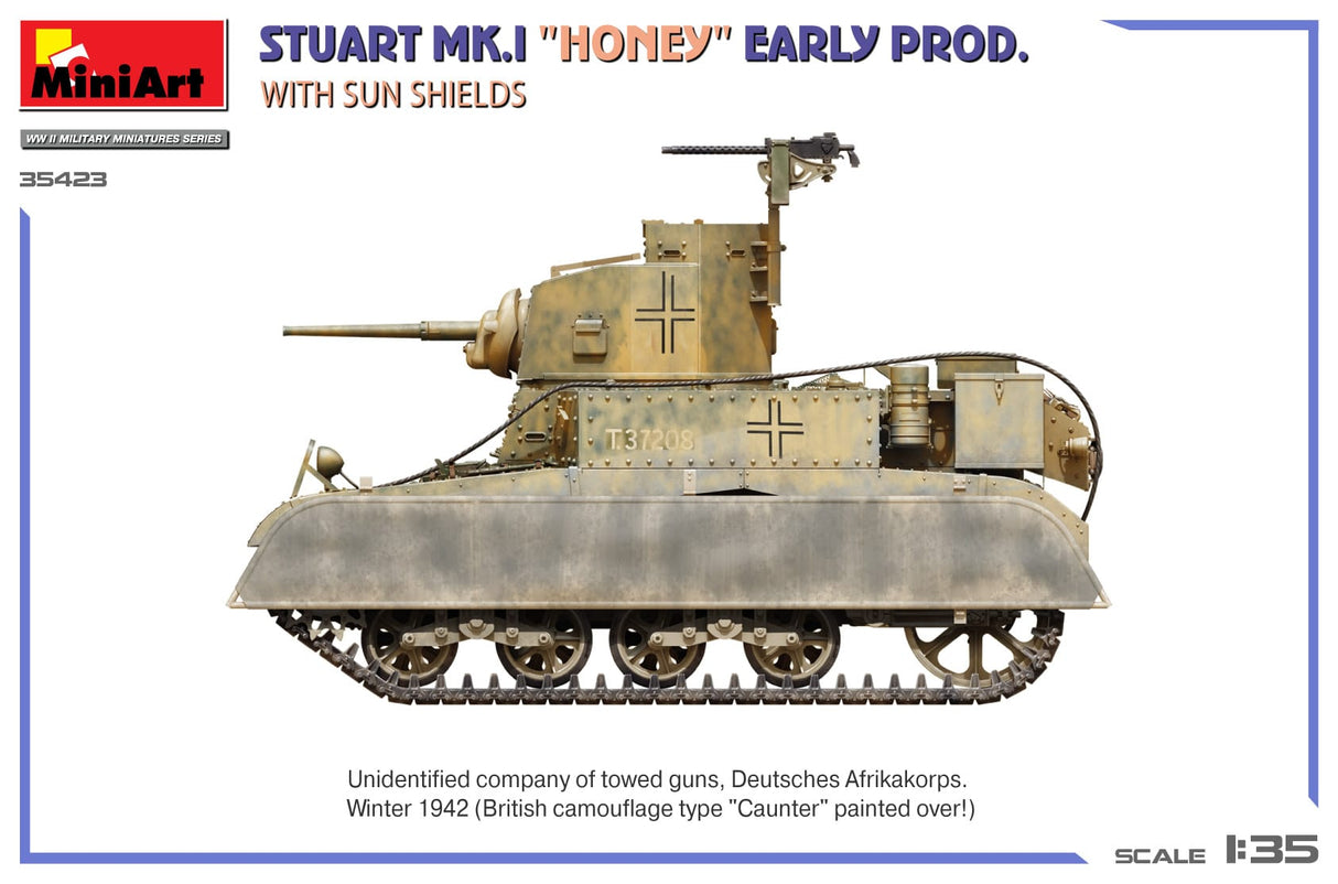MiniArt 1/35 Stuart Mk.I Honey Early Prod. w/Sun Shields Plastic Model Kit