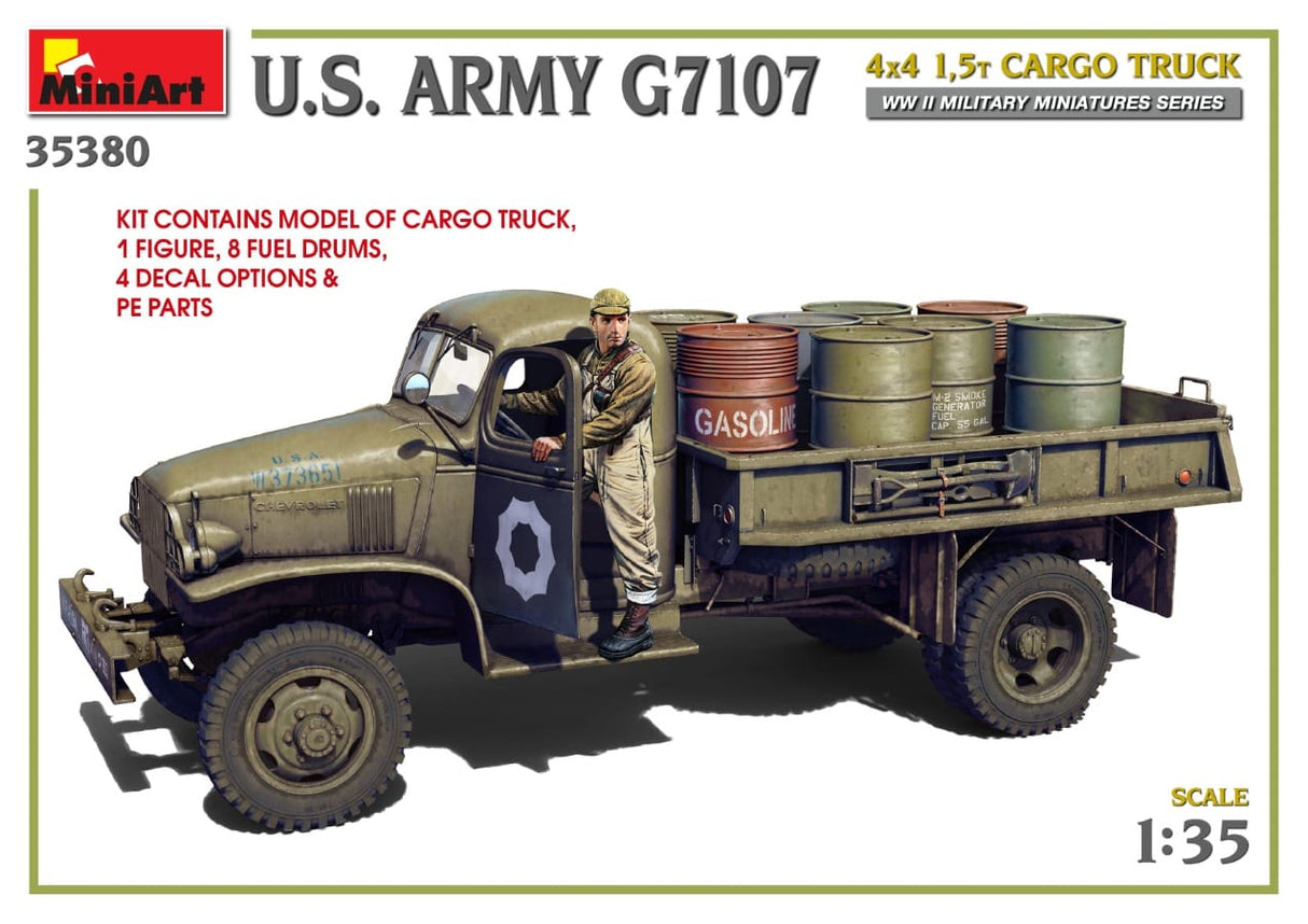 MiniArt 1/35 U.S. ARMY G7107 4X4 1.5t CARGO TRUCK Plastic Model Kit