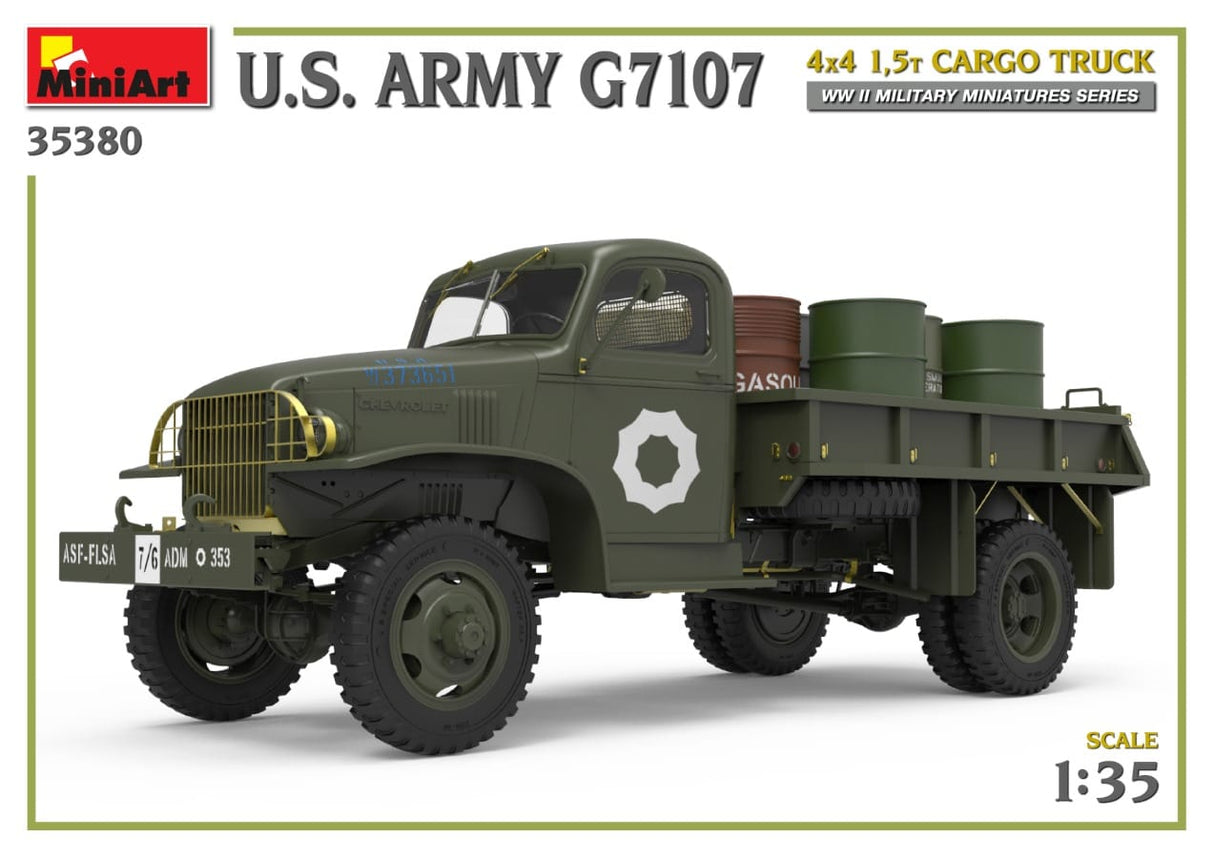 MiniArt 1/35 U.S. ARMY G7107 4X4 1.5t CARGO TRUCK Plastic Model Kit
