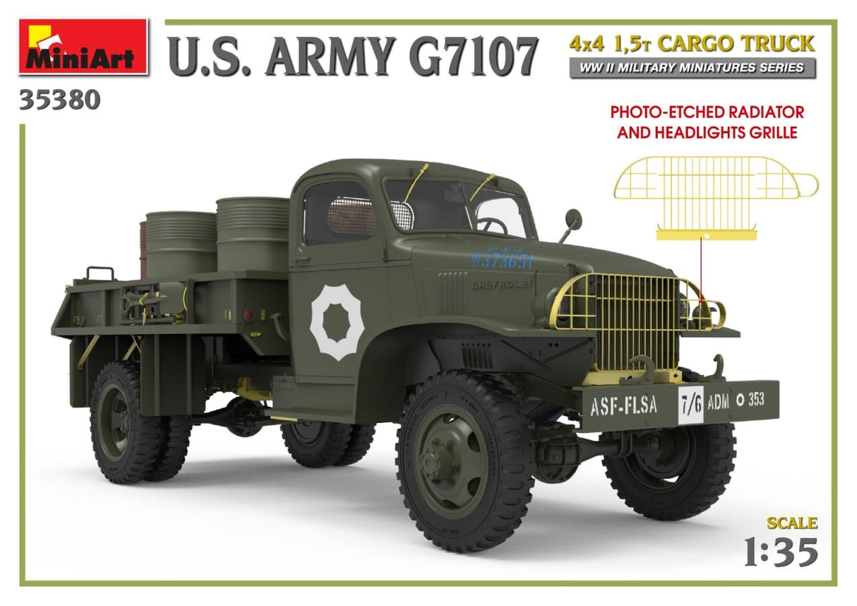 MiniArt 1/35 U.S. ARMY G7107 4X4 1.5t CARGO TRUCK Plastic Model Kit