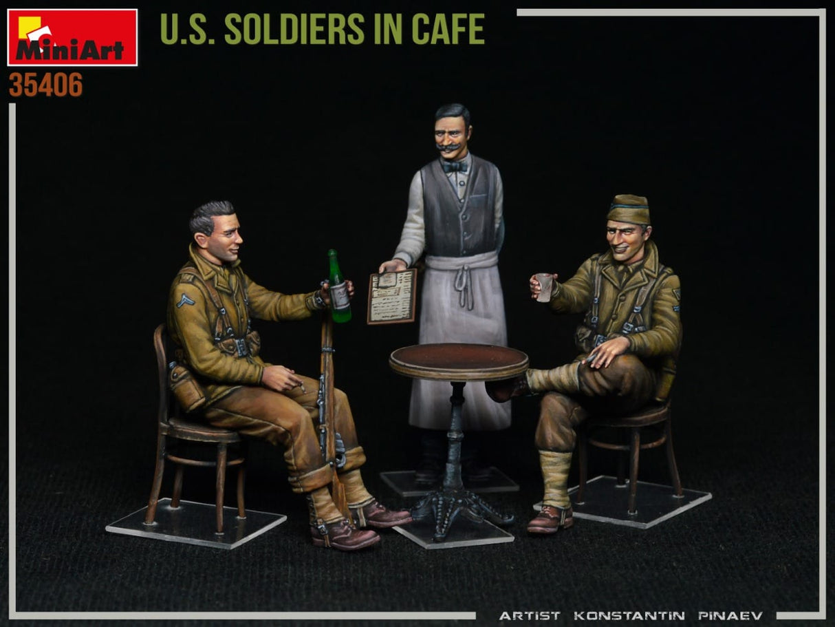 MiniArt 1/35 U.S. Soldiers in Cafe Plastic Model Kit