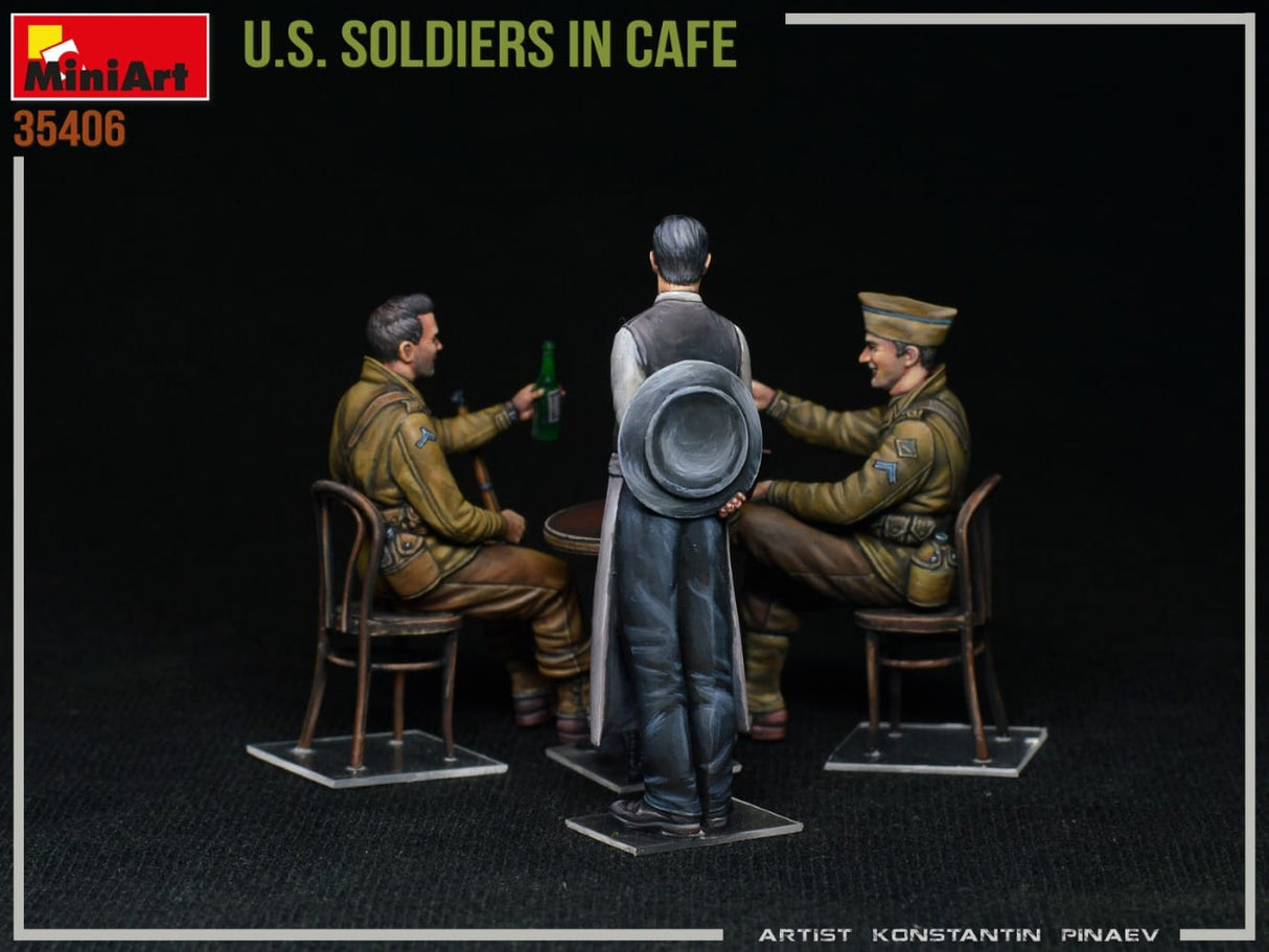 MiniArt 1/35 U.S. Soldiers in Cafe Plastic Model Kit