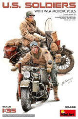 MiniArt 1/35 U.S. Soldiers w/ WLA Motorcycles Plastic Model Kit