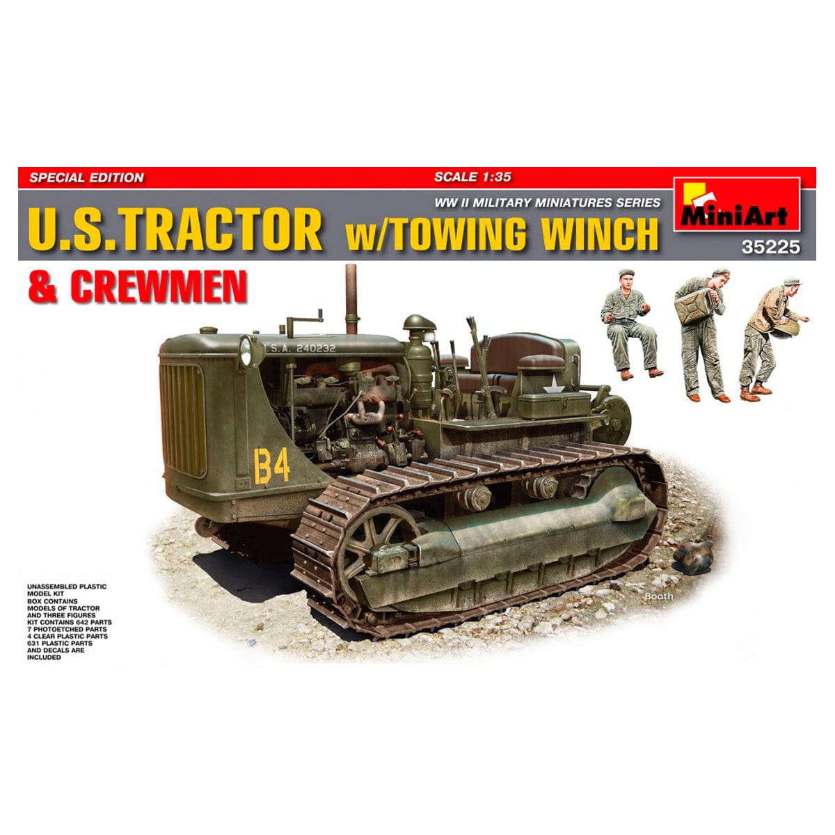 MiniArt 1/35 U.S. Tractor with Towing Winch & Crewmen Special Edition – MA35225