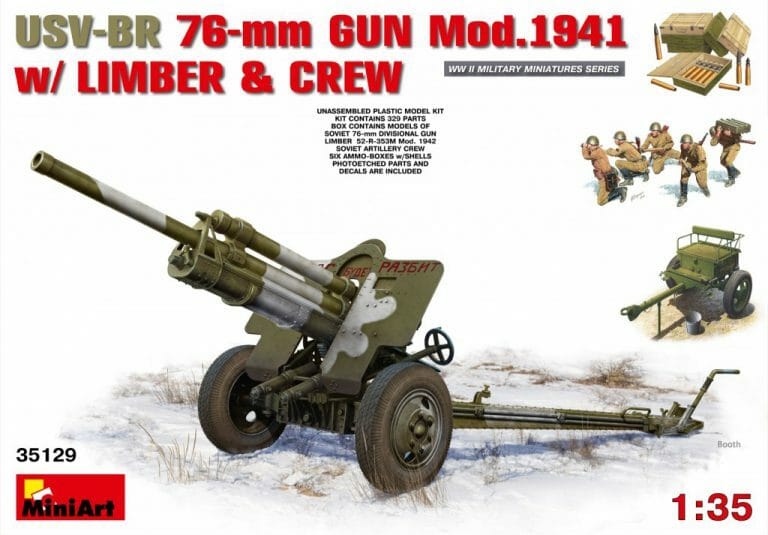 MiniArt 1/35 USV-BR 76-mm Gun Mod.1941 w/Limber & Crew Plastic Model Kit