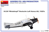 MiniArt 1/48 Junkers F13. Mid Prod. German. Polish. Swiss Service Plastic Model Kit