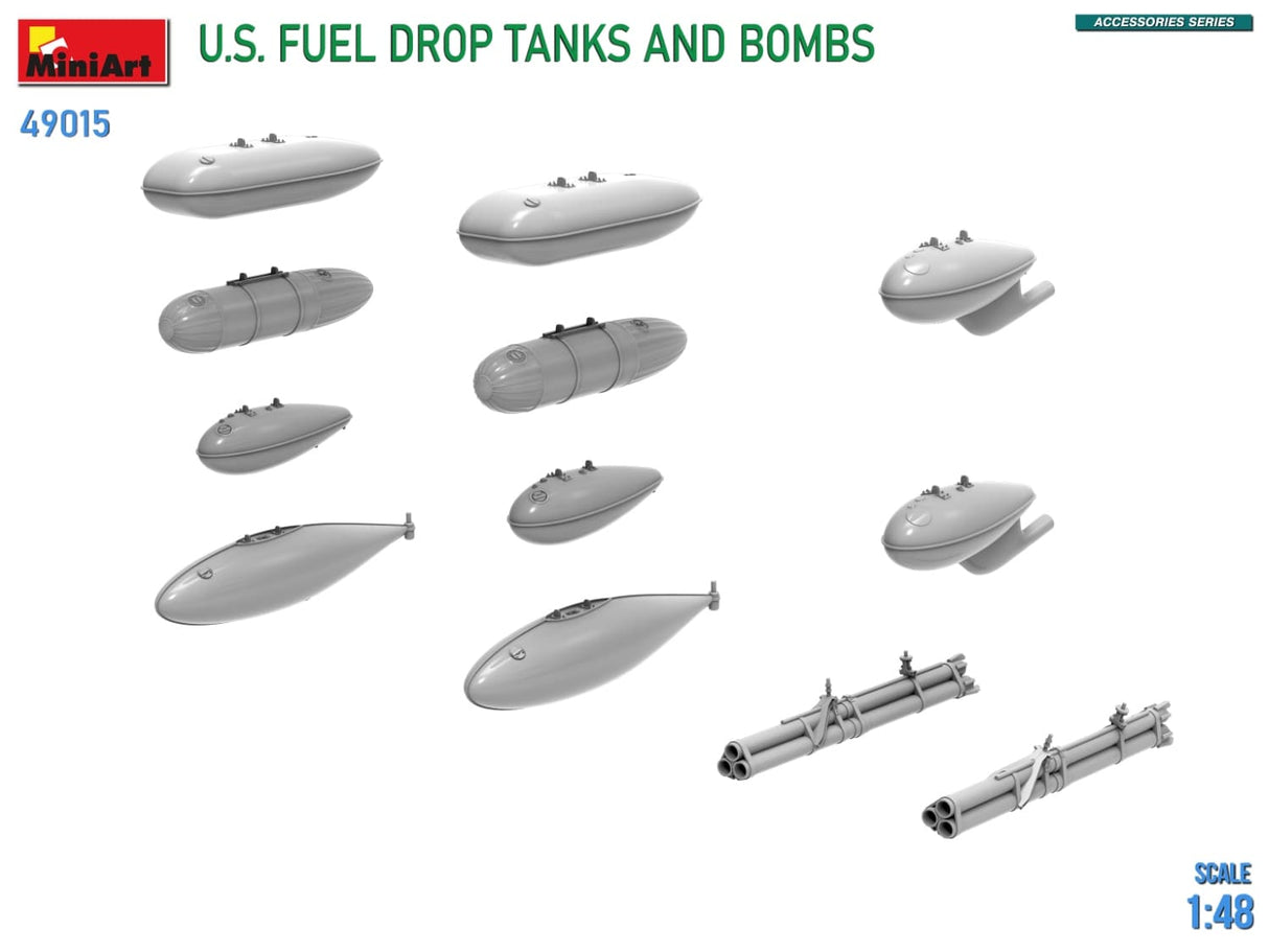 MiniArt 1/48 U.S. Fuel Drop Tanks and Bombs Plastic Model Kit