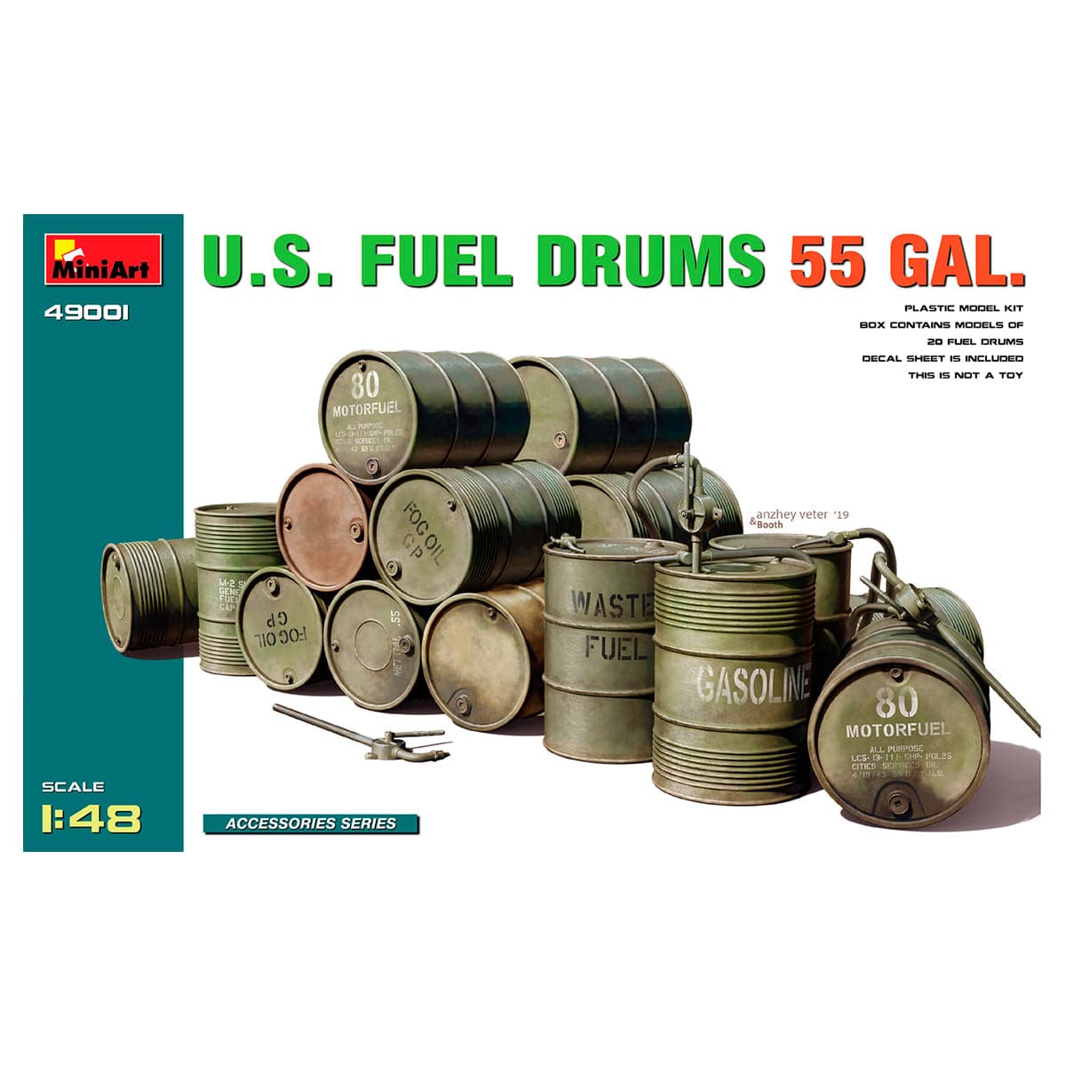 MiniArt 1/48 U.S. Fuel Drums 55 Gal. – MA49001