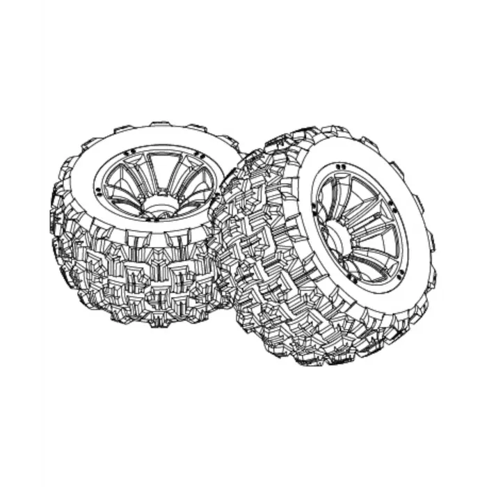 MJX 16212 / 16218 Wheel & Tyre Assemblies 2pcs [16300BM]