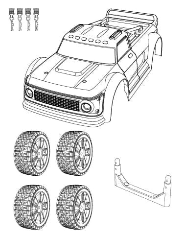 MJX Hyper Go 1/14 Drift Truck Bodyshell, Post and Wheels Set [1430A]