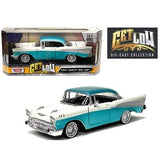 Motor Max 1/24 1957 Chevy Bel Air Get Low Series Turquoise / White - Hobbytech Toys