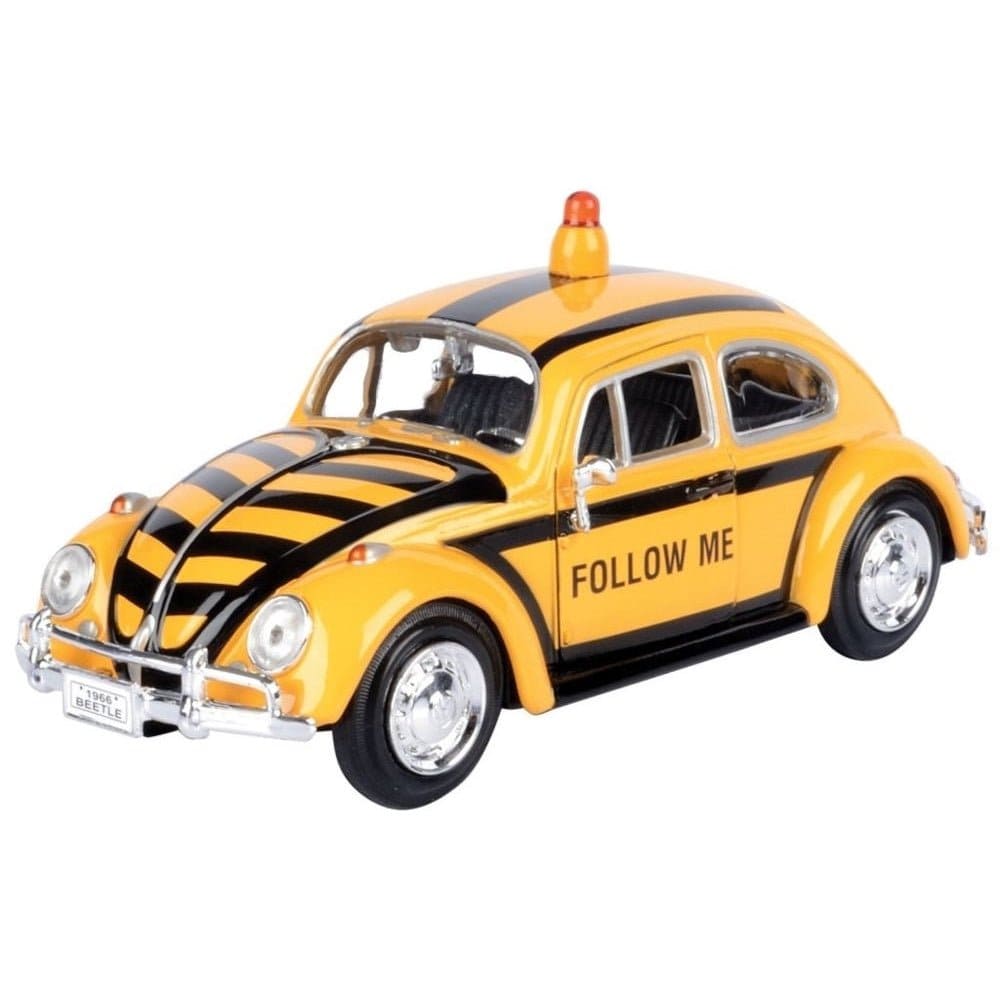 Motor Max 1/24 1966 VW Classic Beetle Airport Follow Me Service Diecast Model - Hobbytech Toys