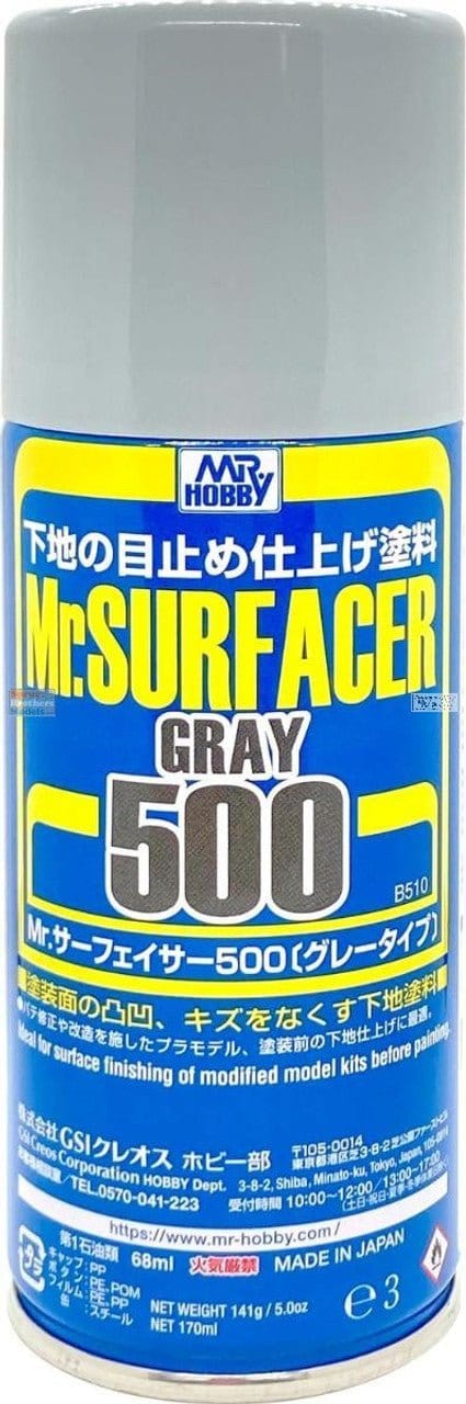 Mr Hobby Mr Surfacer Grey 500 170ml [B510] - Hobbytech Toys