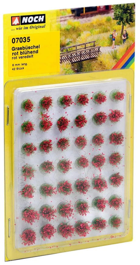 Noch Grass Tufts Mini Set - Blooming Red 42pcs 6mm [07035] - Hobbytech Toys