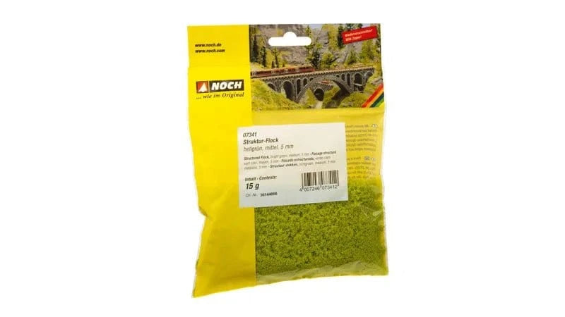 Noch Structured Flock Bright Green Medium 5mm 15g [07341] - Hobbytech Toys