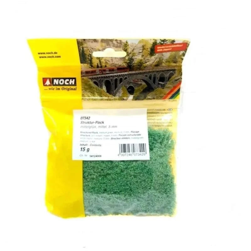 Noch Structured Flock Medium Green, Medium 5mm 15g [07342] - Hobbytech Toys